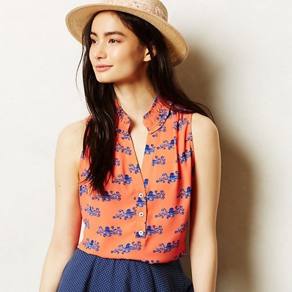 Anthropologie Tops - ANTHROPOLOGIE Maeve Fitz Tank Octopus Print {QQ49}